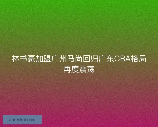 林书豪加盟广州马尚回归广东CBA格局再度震荡
